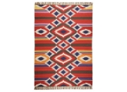 Ručně tkaný indický vlněný koberec Theko Kelim Royal červený